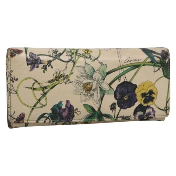 GUCCI Long Wallet Leather Ivory Silver Auth 140424 - Picture 1 of 13